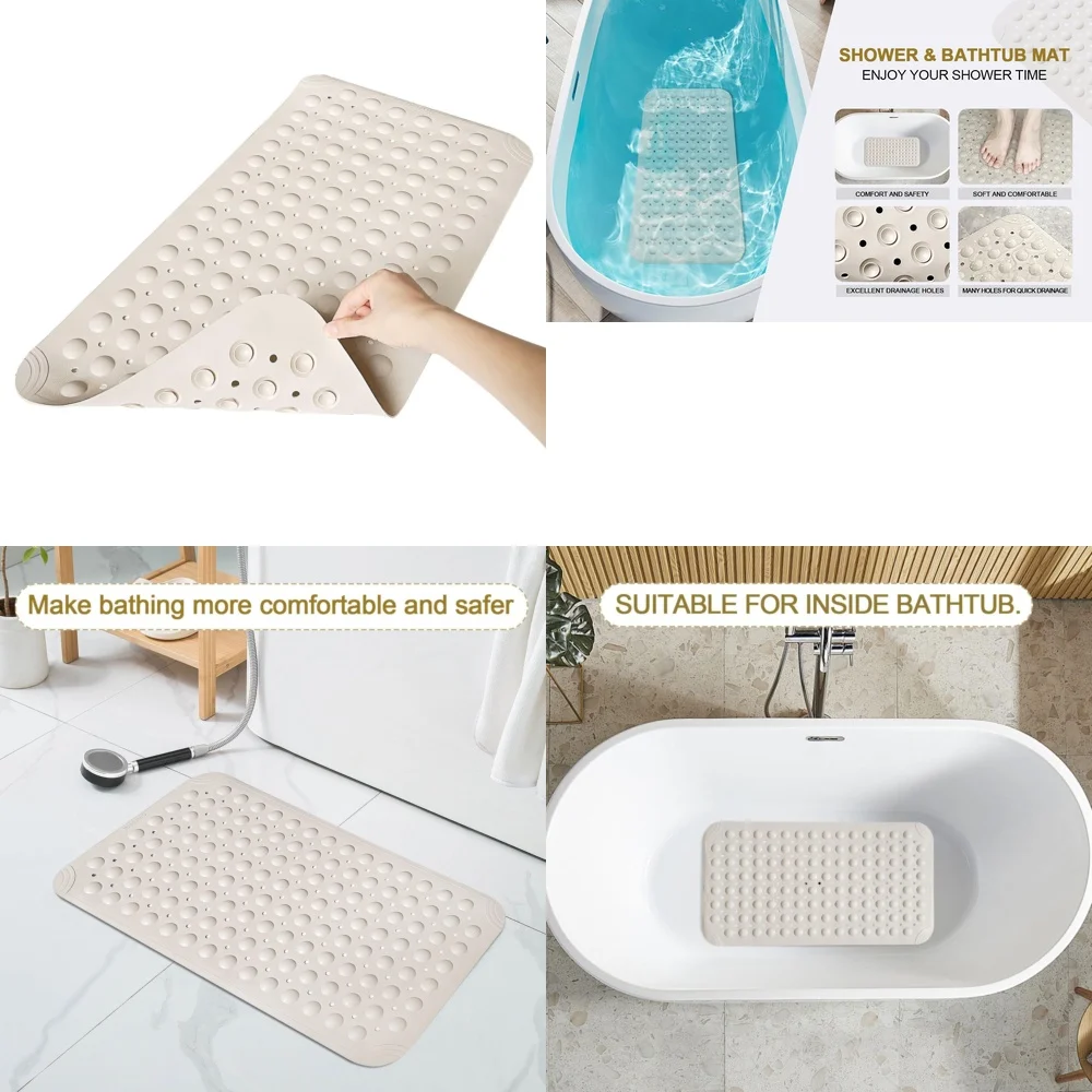 

Non Slip Shower Mat for Inside Tub 15 x 27.5 Inch TPE Bath Mat Waterproof Anti Slip Floor Mat for Elderly Safe Shower Rug Soft