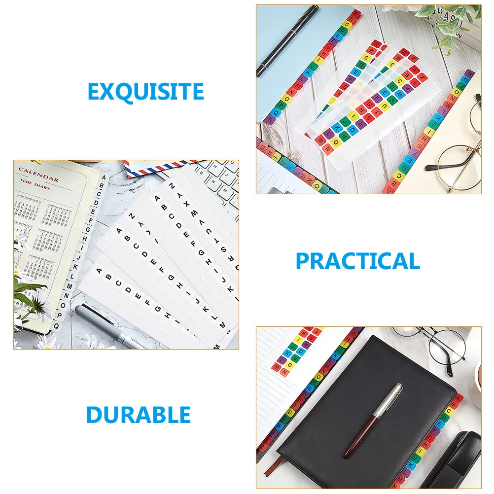 

40 Sheets Alphabet Index Tabs Plastic Self-Adhesive Page Markers for Notebooks Office School Colored Sticky Tabs