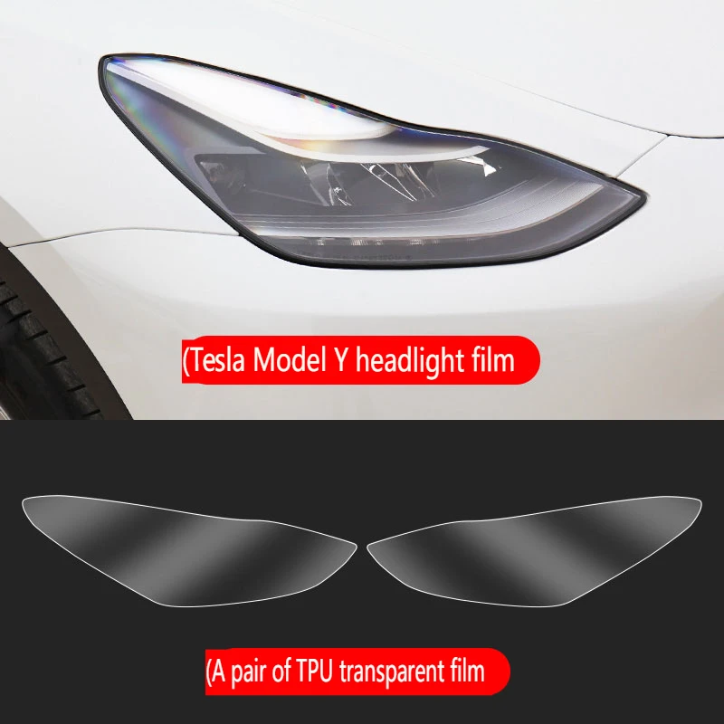 

2 Pieces Car Front Headlamp Film for 2022 Tesla Model Y S X TPU Transparent Film Headlight Trim Strips Car Accessories