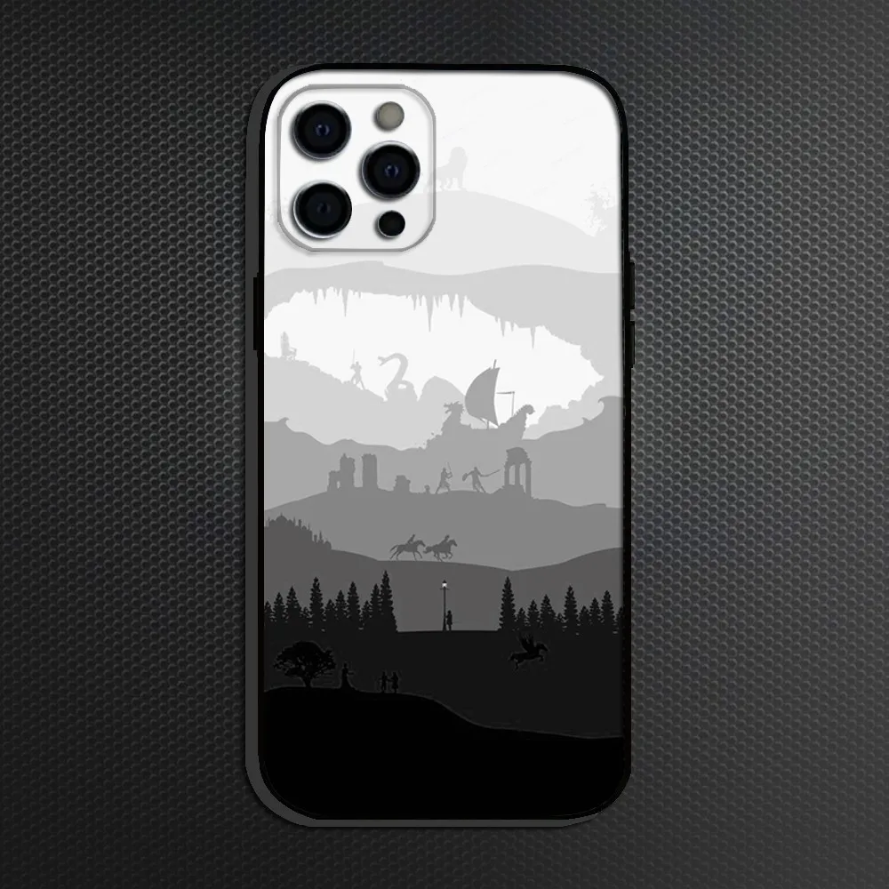 حافظة هاتف The Chronicles of Narnia لهاتف iPhone 16,15,14,13,12,11 Plus, Pro Max، غطاء أسود من السيليكون الناعم