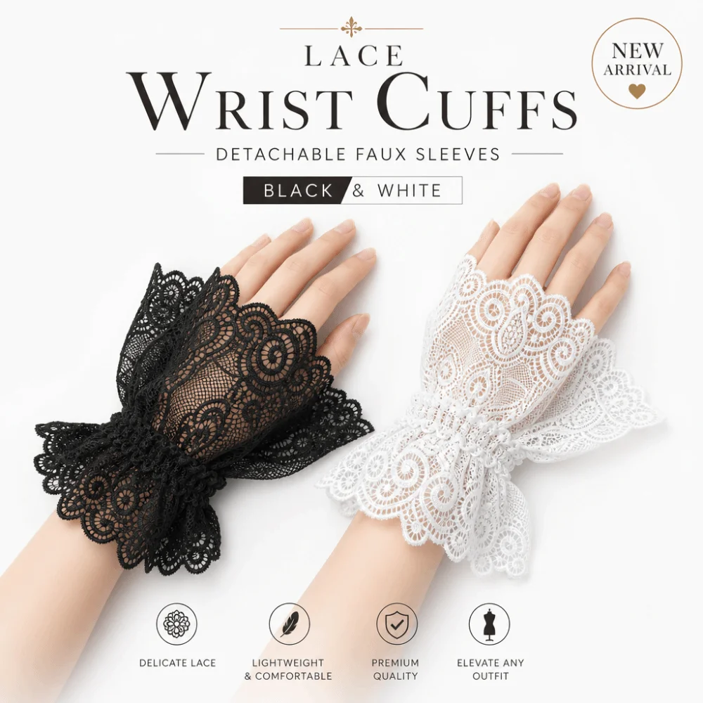 

Fashion Ruffles Pleated Detachable Cuffs White Hand Wrist Cuffs Lace Fake Sleeves Cuff Ruched Fake Flared Sleeves Spring Autumn