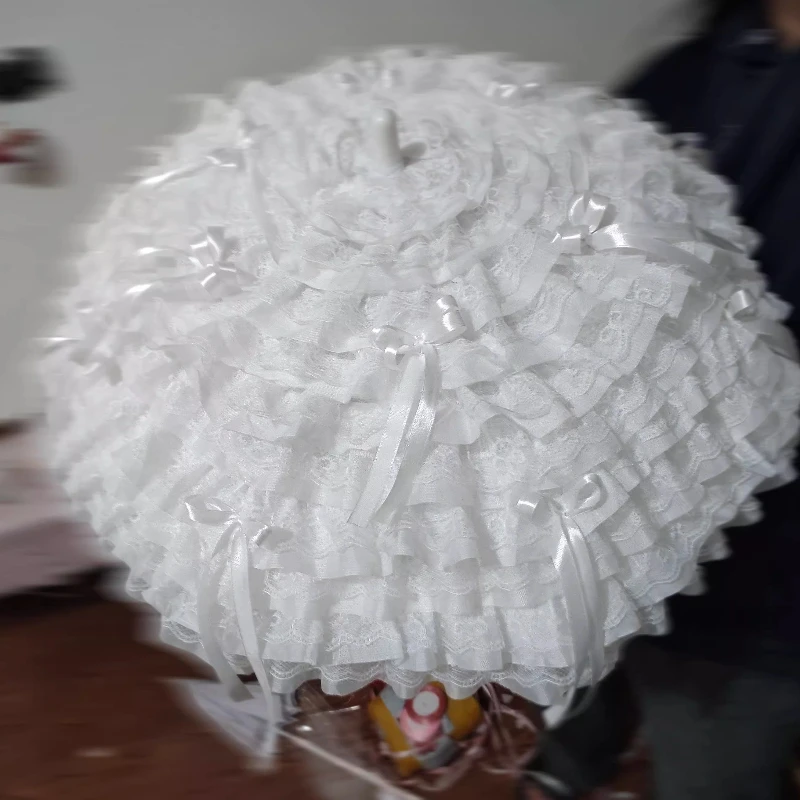 

Великолепный зонт для тяжелой промышленности, цветок, браконь, чистый белый, изысканный зонт ручной работы