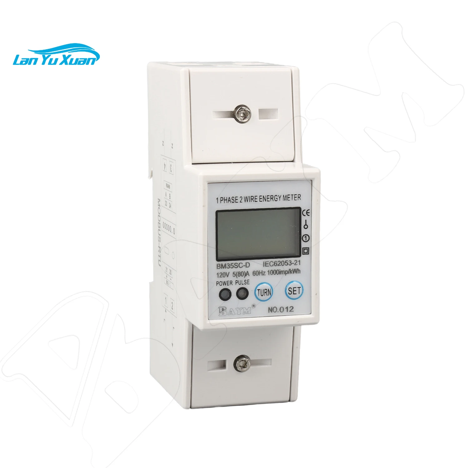 

5(80) A 120V 60HZ Single Phase Din Rail Digital Modbus Smart Remote KWH Watt Hour Multi-Function Meter LCD with Button 80A