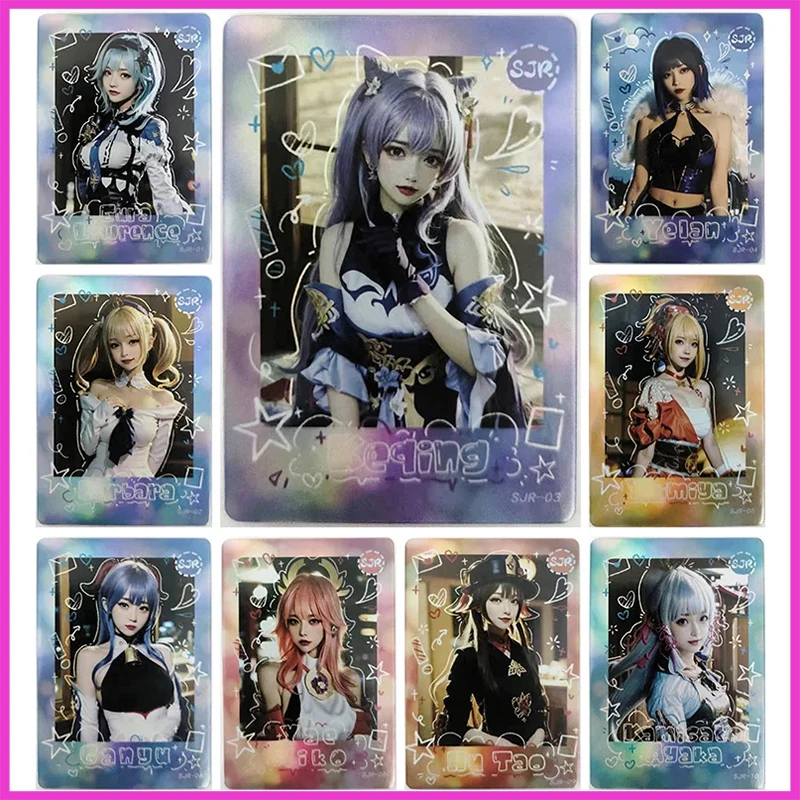 Anime Goddess Story Rare SJR Reflections Flash Cards Eula Barbara Keqing Yelan Toys for boys Collectible Cards Birthday Gifts