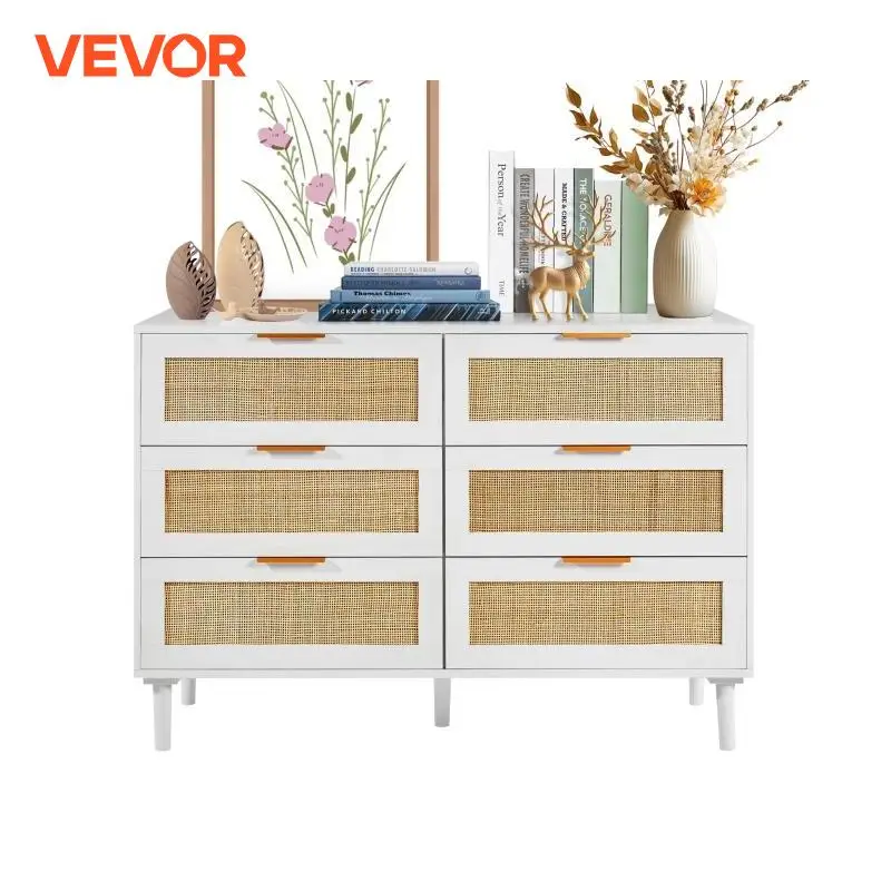 VEVOR 3/4/5/6/7 Layer Modern Wood Chest Natural Drawer with Clothing Organizer Sturdy Handles for Bedroom Living Room&Hallway