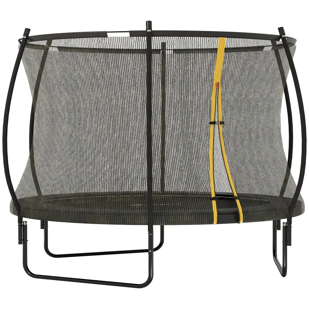 

10ft Outdoor Trampoline with Net Enclosure, Curved Poles, Black