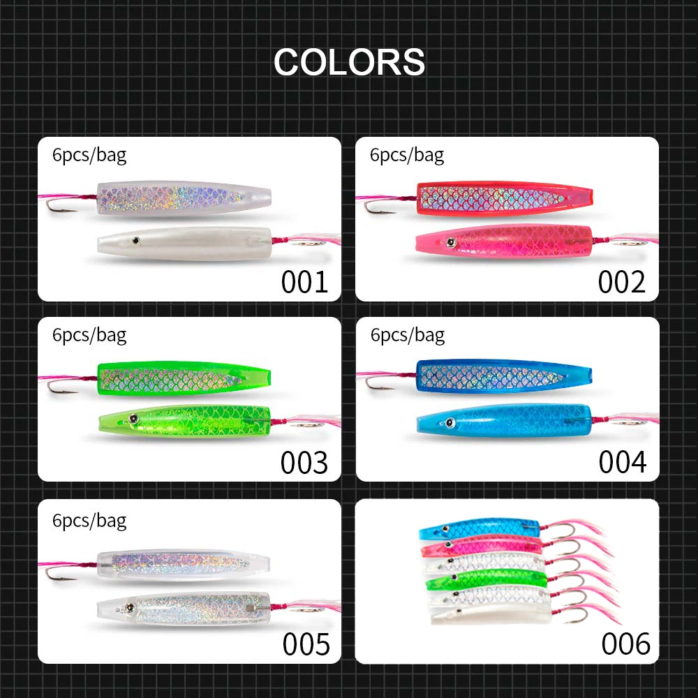 Hunthouse 6pcs/lot Surf Fishing Hard Plastic Fishing Lures Spoon Trolling 45mm 60mm 75mm Fishing Baits Spinners Spoon Bait
