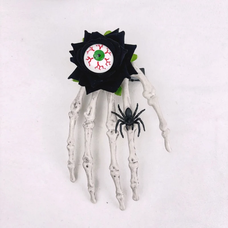 กิ๊บติดผมรูปดอกกุหลาบฮาโลวีนแต่งผมแบบกิ๊บติดผมรูปโครงกระดูกสำหรับวันแมงมุมหัวกะโหลกที่ตกแต่งผมกิ๊บหนีบผมที่แต่งผมวันฮาโลวีน