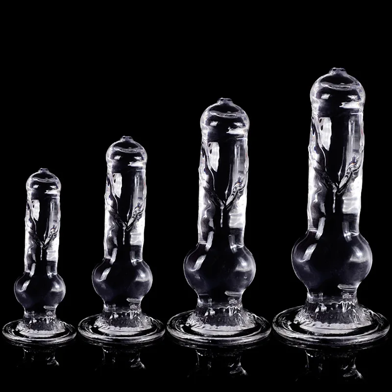 18-33cm Long Animal Dog Dildo TPE Clear Anal Plug Dog Penis Big Suction Cup Cock Vagina Masturbator Anal Sex Toys For Men Women