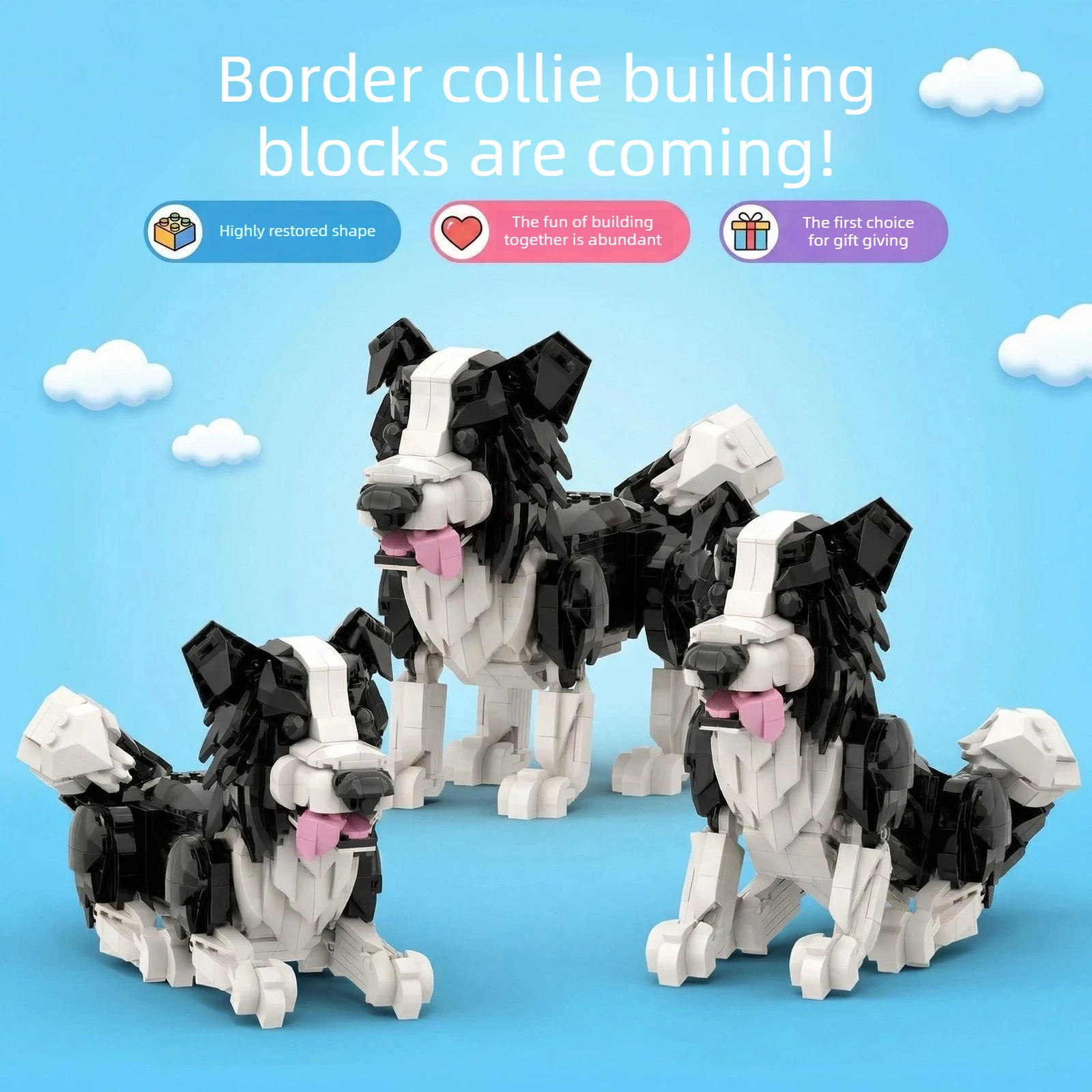 Realistic Pet Dog Sculpture DIY Brick Craft Set Shiba Inu Border Collie Multi Posture Home Table Decor Souvenir Gift