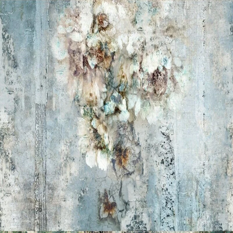 Landscape Original blue flower light ink painting TV bedroom home decoration mural background wall