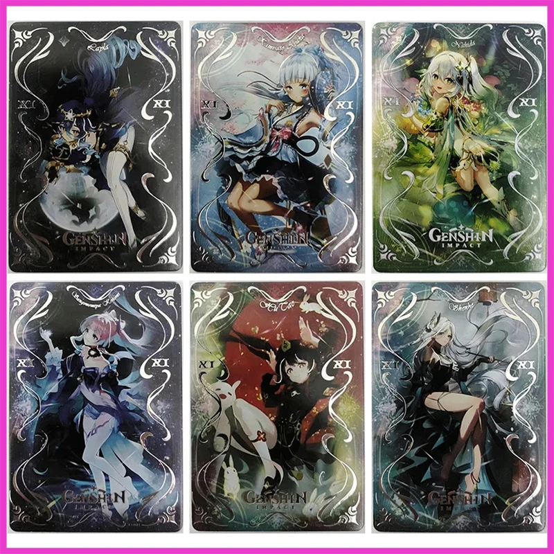 

Anime Goddess Story Rare XI Refractive Flash Cards Sangonomiya Kokomi Hu Tao Toys for boys Collectible Cards Birthday Gifts