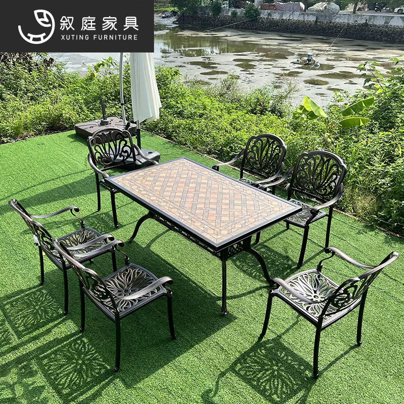 Outdoor cast aluminum tables and chairs courtyard open-air leisure villa outdoor garden wrought iron terrace rooftop balcony tea
