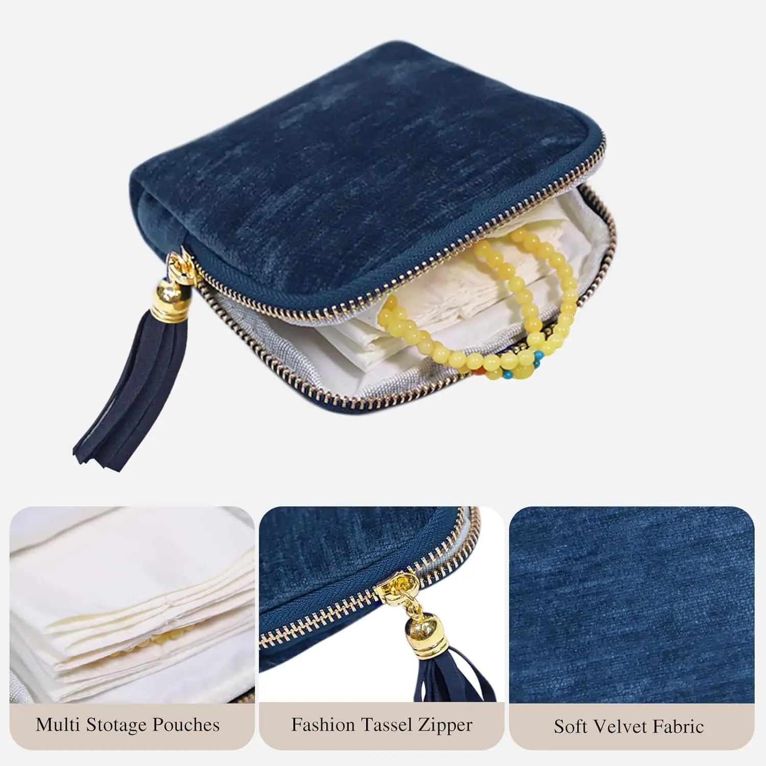 Travel Jewelry Case Organizer for Women Wedding Gift Portable Jewelry Box with Small Pouches for Healing Bracelets, Necklace