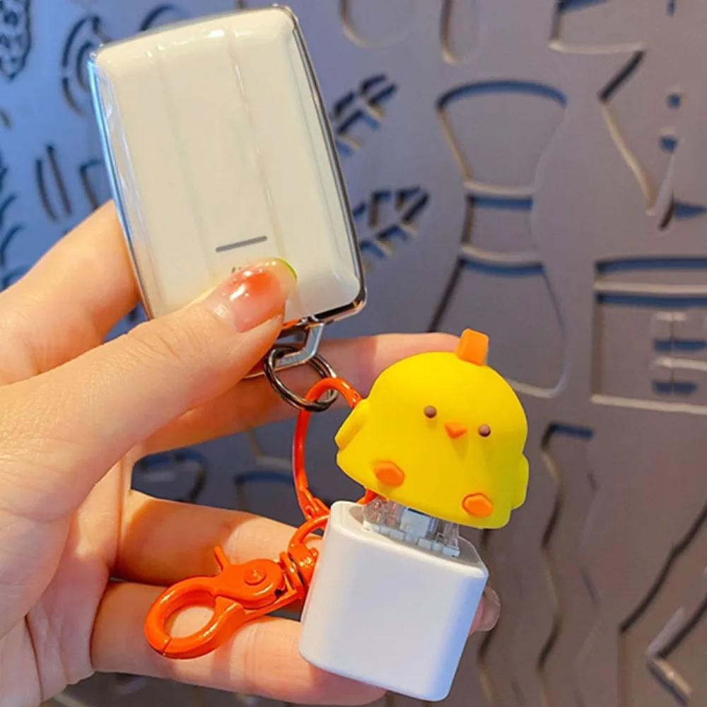 Yellow Chick Sound Keyboard Keychain Voice Sing Song Mechanical Keyboard Keychain Luminous Electronic Fingertip Button Key Ring