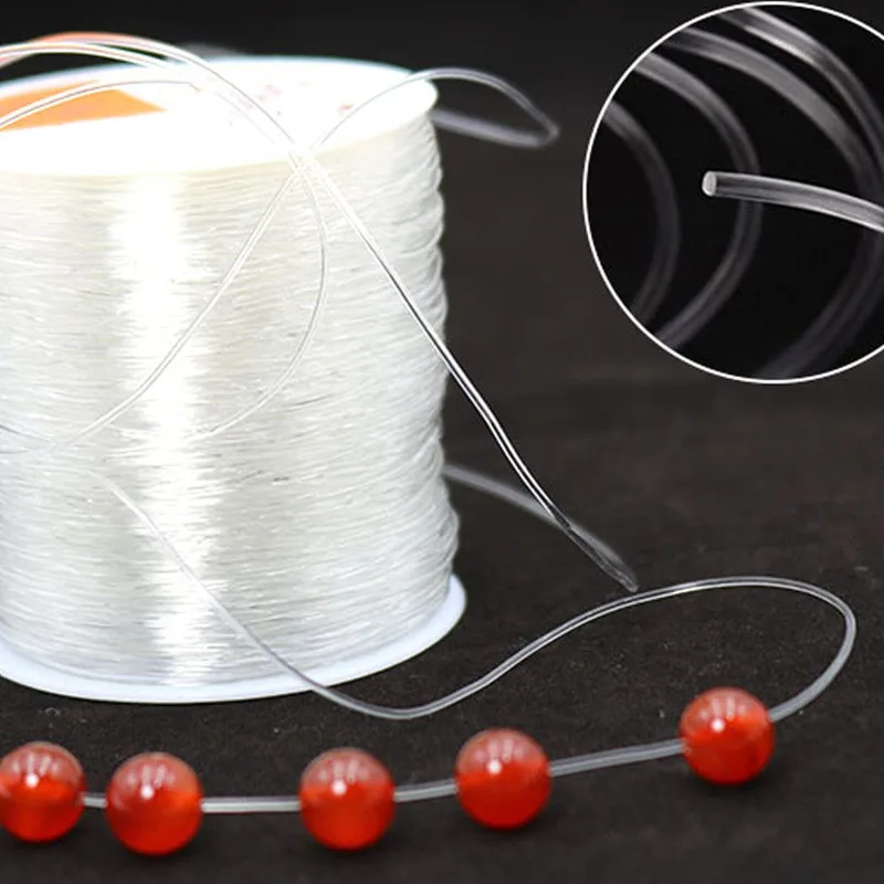 100/300 متر مطاطا الديكور الموضوع 0.5-1 مللي متر تمتد سلسلة DIY بها بنفسك صنع المجوهرات القلائد أساور قوية دائم كريستال الحبل الموضوع