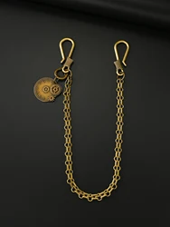 New design 24ins long pants trucker biker jean12mm flat chainmail chain watch pendant U hook clasp keychain bronze Gothic