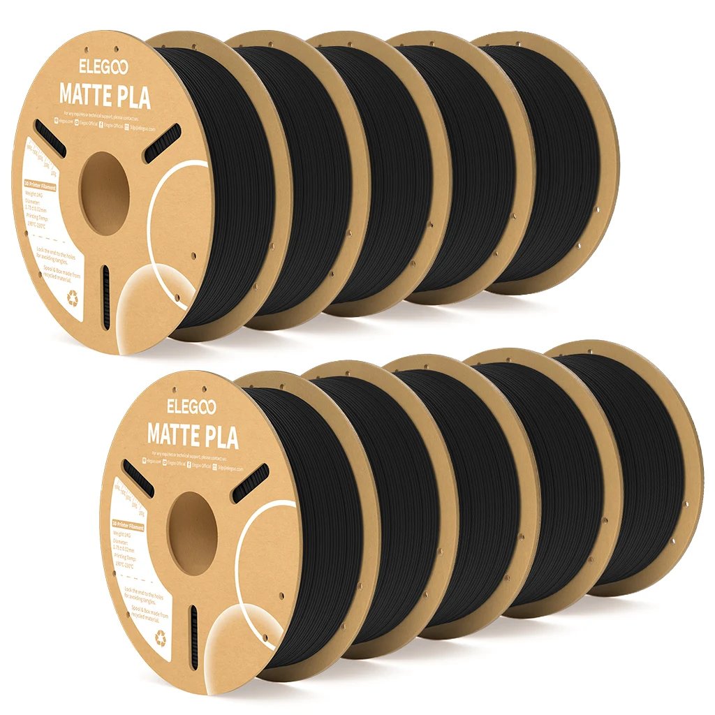 ELEGOO Mat PLA-filament 1KG, 1,75 mm FDM 3D-printerfilament Dimensionale nauwkeurigheid +/- 0,02 mm, 1 kg kartonnen spoel (2,2 lbs)