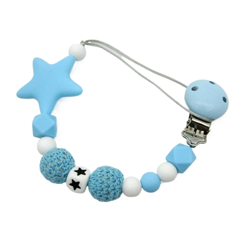 

Силиконовый зажим для детской соски со звездой, поводок-держатель для детской соски, милая цепочка-пустышка в форме звезды, игрушка для прорезывания зубов для новорожденных и малышей