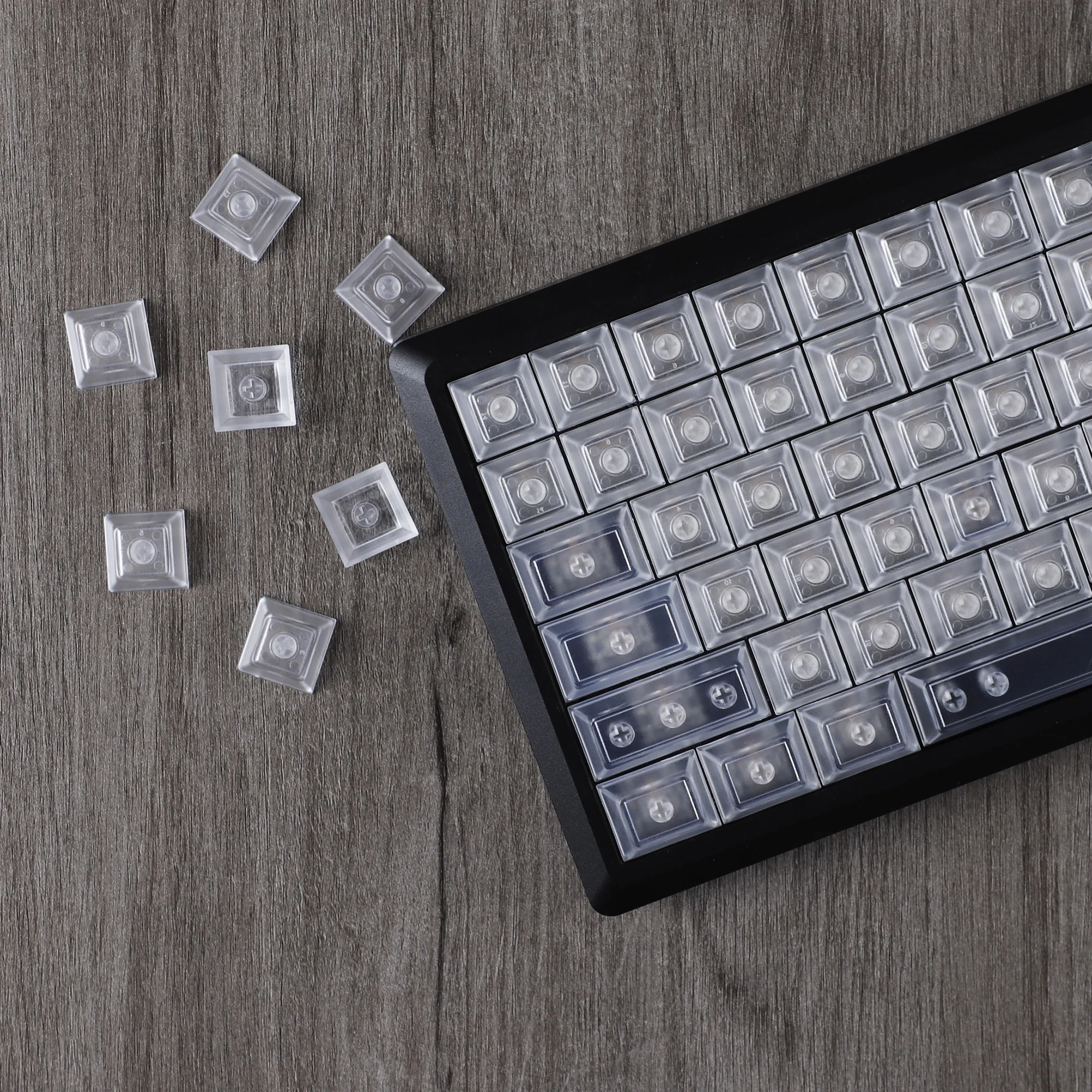 YMDK DSA Profile Transparent Keycap Set Blank Clear ABS Black White Keycaps for MX Mechanical Keyboard