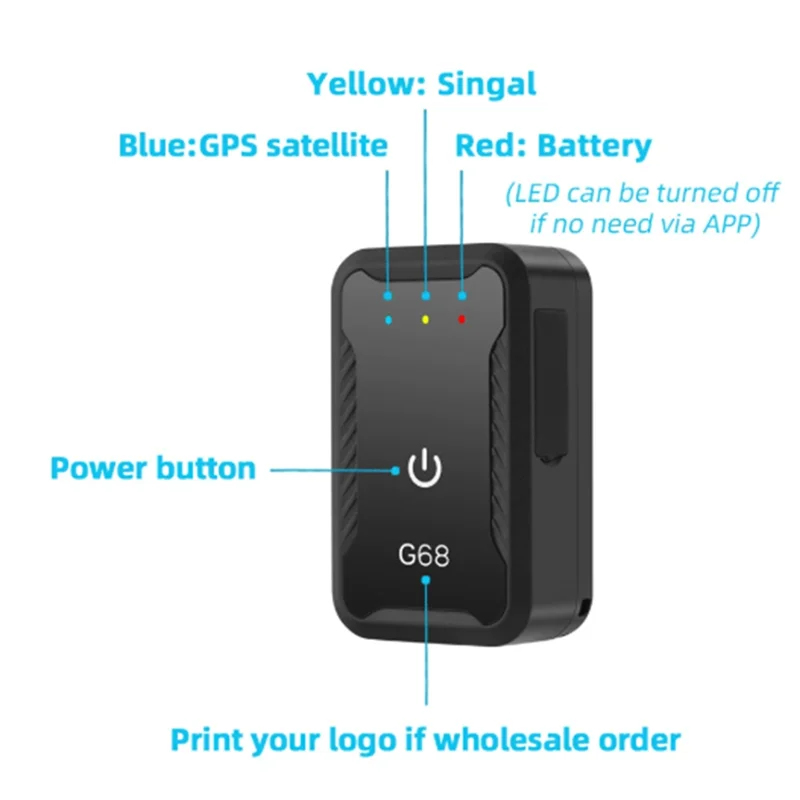 ABAC-G68 Mini 4G GPS Tracker Anti-Lost Real Time Tracking Free Mobile APP USB Type C Charging For Kids Elderly Assets Bicycle