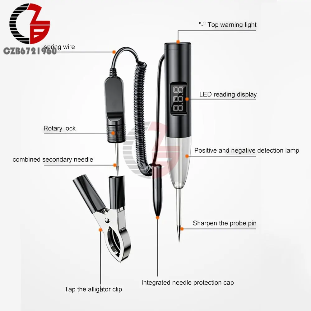 Auto Car Truck Voltage Electrical Circuit Tester Pen 603 LED Digital Display Power Probe Car Repair Automobile Diagnostic Tools