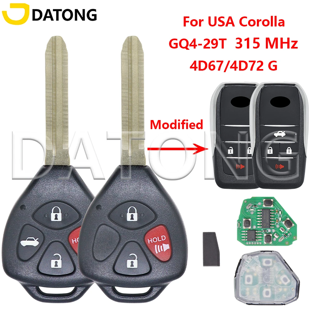 

Datong GQ4-29T 315MHz 4D67/4D72G Chip TOY43 Blade Car Remote Key For Toyota Camry Corolla Venza Vibe Pontiac Matrix 2008-2015