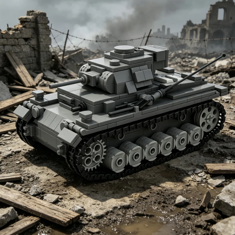 QWERT Military III Ausf. E Tank Model MOC Building Bricks War Equipment Modular Technology Gifts Holiday Assemble Children Toys