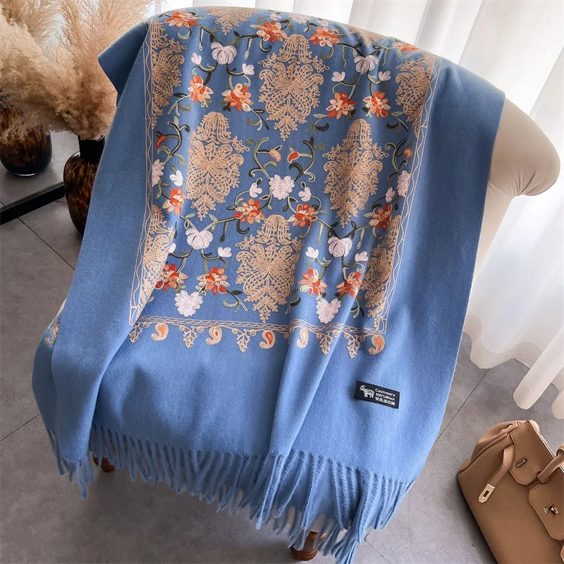 Winter Cashmere Women Scarf Female Luxury Brand Scarves Lady Tassel Bandana Women Solid Shawl Wraps Foulard Poncho Pashmina