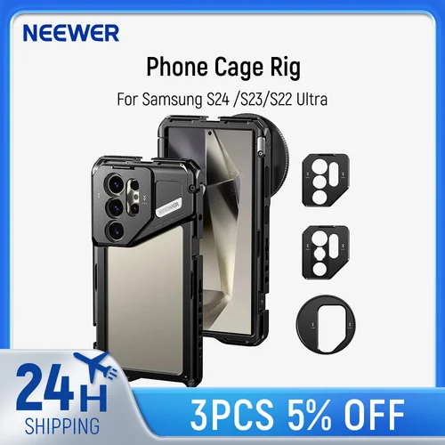 Imagen 1 del producto NEEWER S24 Ultra jaula para teléfono con adaptador de filtro de 67mm estabilizador de plataforma de vídeo para teléfono inteligente para Samsung Galaxy para S24/S23 Ultra
