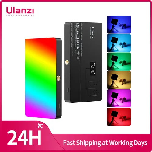 Ulanzi LT002 RGB LED Panel de luz de vídeo 7 pulgadas luz de relleno de bolsillo regulable 2500-9000K 4000mAh fotografía para transmisión en vivo