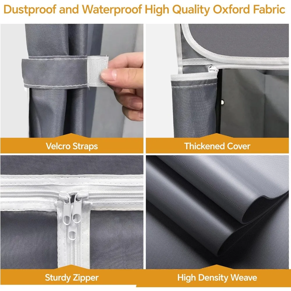 H4 Plus Rolling Clothes Rack with Cover, Heavy Duty Garment Rack, Wardrobe Closet with Wheels, Portable Closets for Hanging Clot