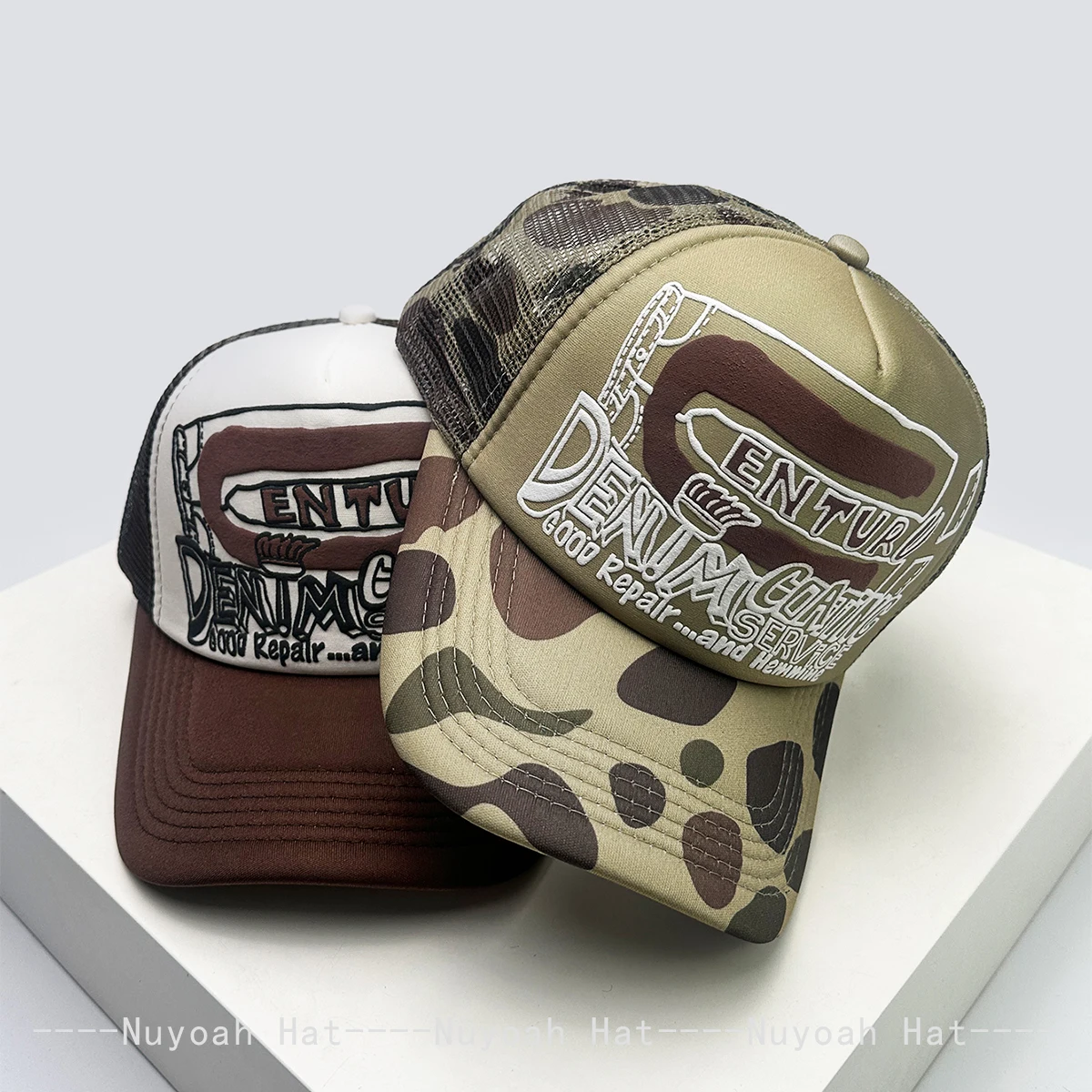 New Unisex American Style 3D Printed Letter Baseball Hats Sunshade Personal Breathable Color Block Trucker Caps Versatile Mesh