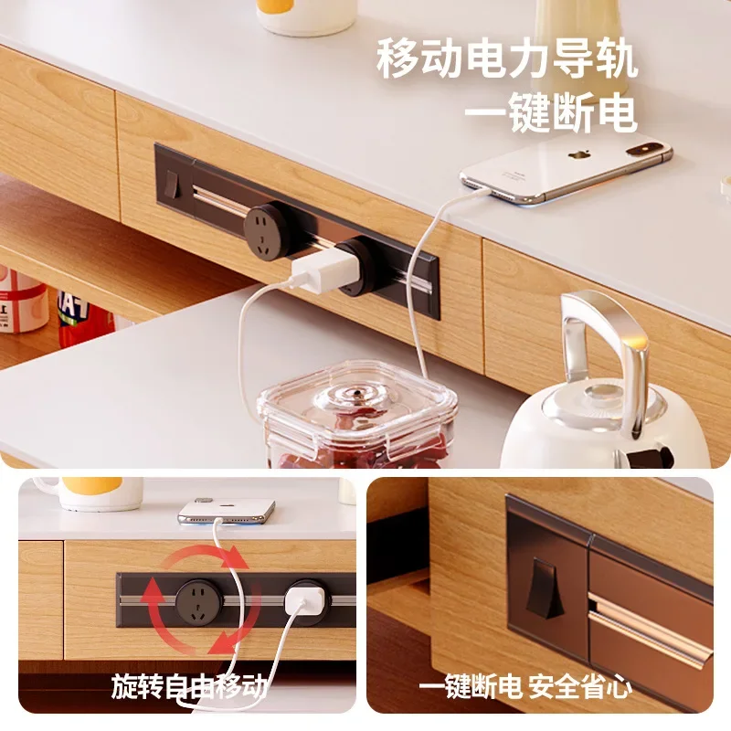 Esstisch aus massivem Holz, multifunktional, für kleine Wohnungen, ausziehbarer Esstisch, seitliche Bar, Esstisch aus Steinplatten