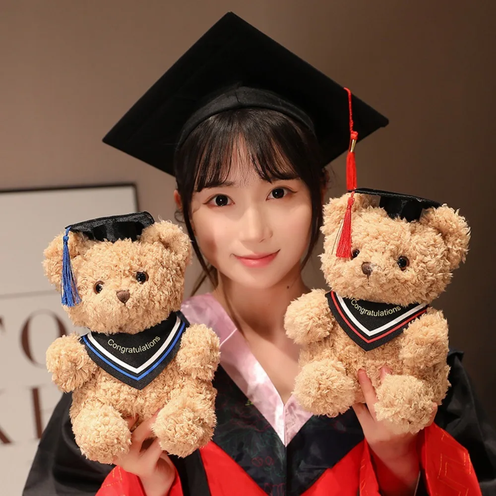 Soft 23cm Plush Bear Doll Doctor's Clothing Graduate Plush Dr. Bear Graduation Gown Sitting Bear Graduation Ceremony