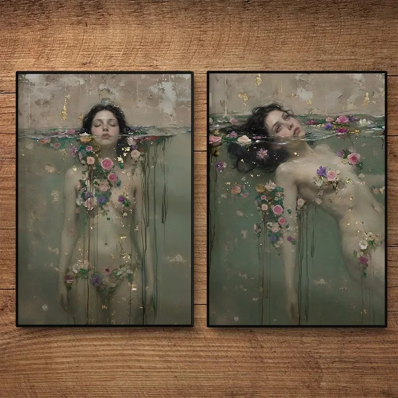 Póster Vintage de Ophelia de Ensueño, Mujer Elegante en el Agua, Retrato de Shakespeare, Pintura en Lienzo, Arte de Pared para Decoración del Hogar, Sala de Estar
