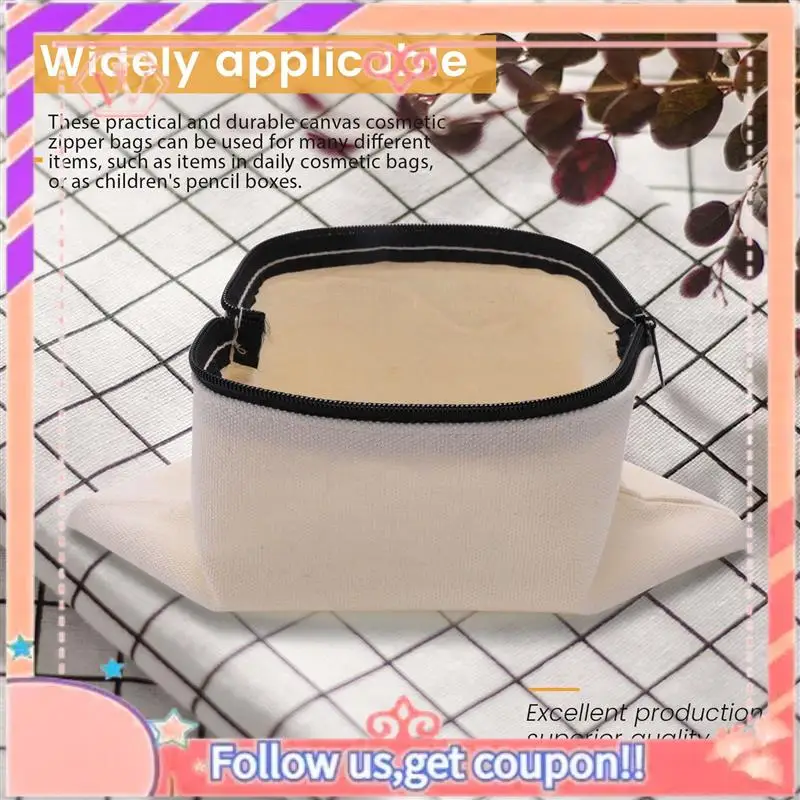 

Upgraded Canvas Zip Bags Canvas Pencil Pouch Canvas Makeup Bags Blank Canvas Pencil Case DIY Craft Bags Cosmetic Pouch Makeup Ba