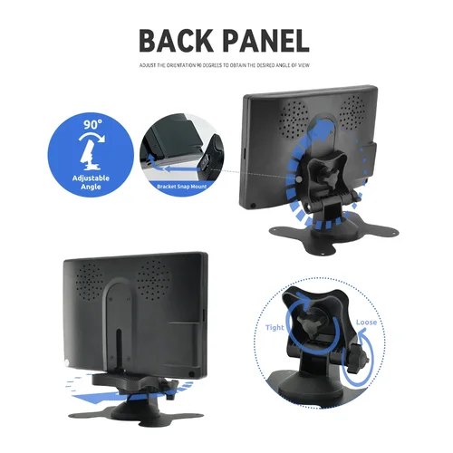 Imagen 2 del producto KTYDKP Pantalla de monitor AHD para automóvil de 7 ""con entrada de vídeo bidireccional Pantalla LCD TFT de 7 pulgadas 1024*600 para estacionamiento de cámara de visión trasera de vehículo