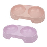 Cat Bowl Macaron Candy-colored Anti-knock Pet Feeder Plastic Double Bowl Oval Simple Style Pet Bowl