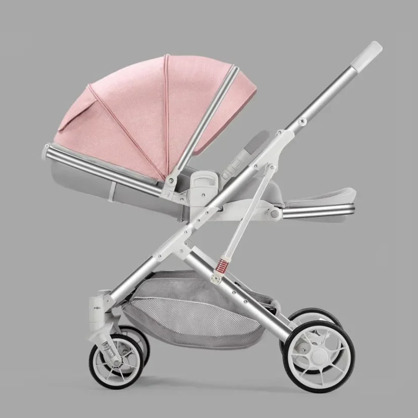 Ajustável Carrinho De Bebê, recém-nascido Stroller De Viagem, Alta Paisagem, Leve, Dobrável, Two-Way Giratória, SeatShock Absorbing