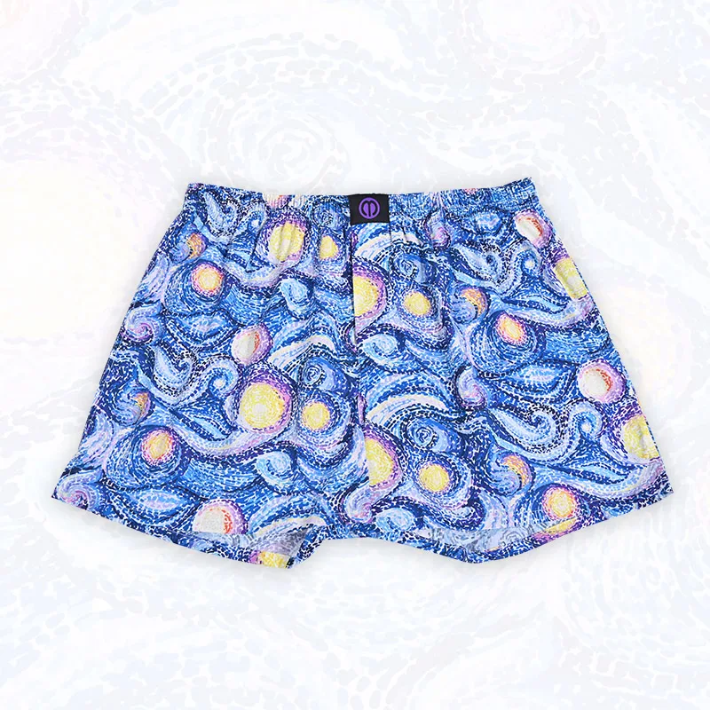 Blue Starry Sky Pure Cotton Underwear Pattern For Men And Women Pattern Comfortable Breathable Shorts For Home Leisure