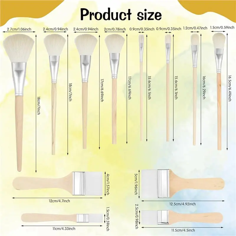 Premium-Mop Brush For Acrylic Painting, Assorted Size Acrylic Paint Brush Set Blending Mop Brushes With Wooden Handle 24PCS Set