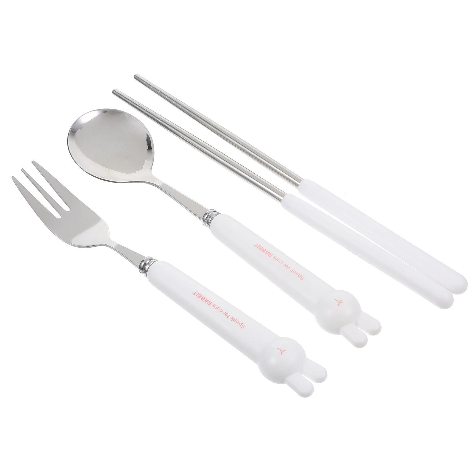 

304 Stainless Steel Portable Cutlery Set Pink Cartoon Fork Spoon Chopsticks Travel Dining Utensils Lunch Box Reusable