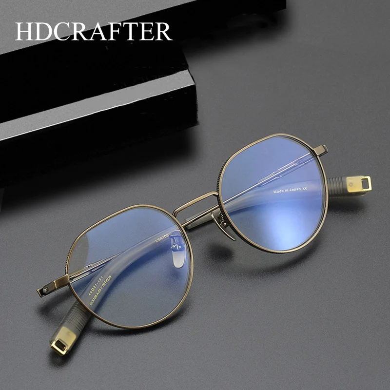 

HDCRAFTER Pure Titanium Eyewear Frame Women Men Round Ultra Light Spectacle Myopia Optical Prescription Eyeglasses Frame LSA1081