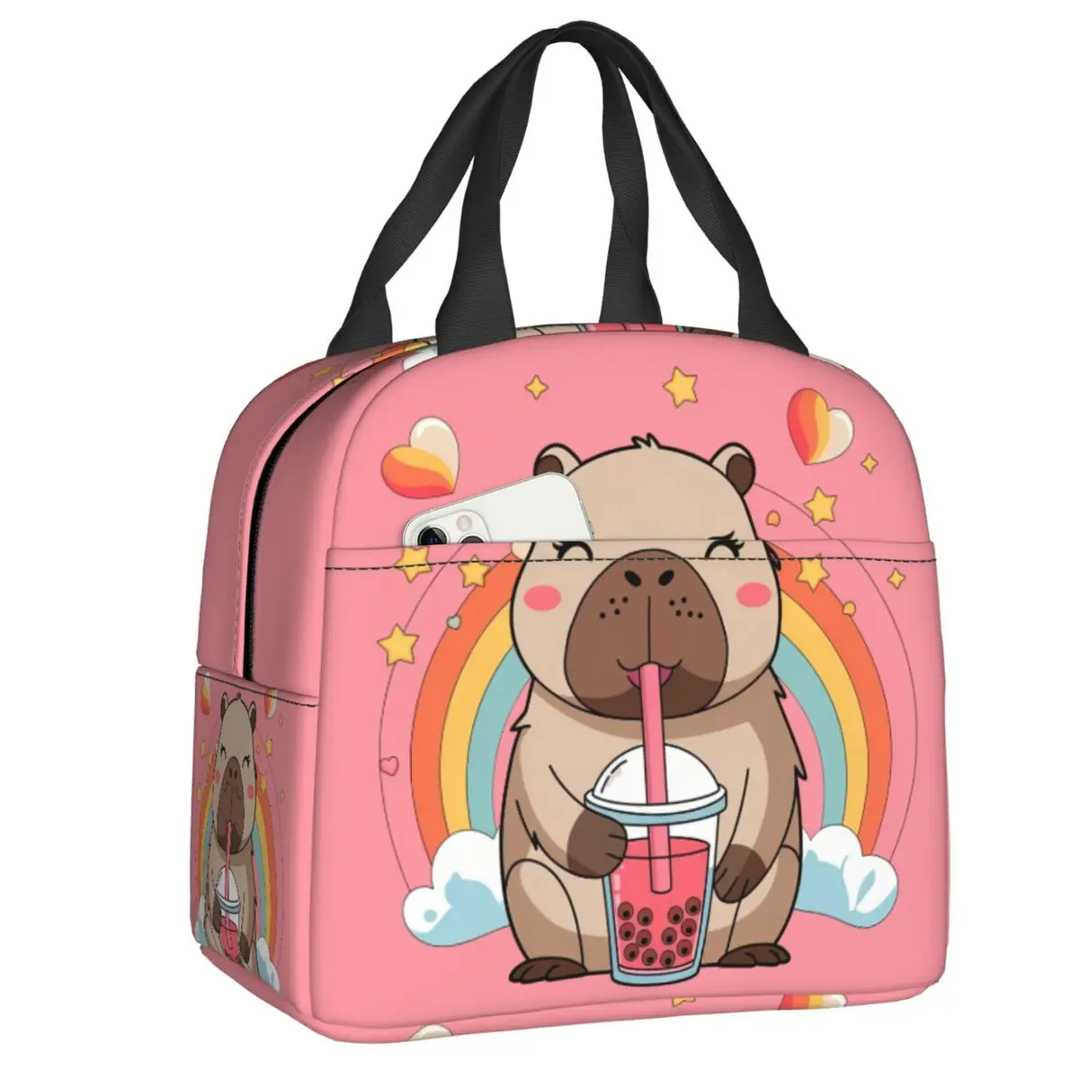 Custom Cute Capybara Resuable Lunch Box Women Waterproof Thermal Cooler Food Insulated Lunch Bag School Children Student