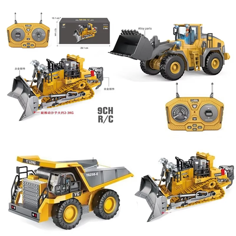 New Alloy Remote Control Engineering Vehicle 2.4g Wireless Simulation Excavator Bulldozer Dump Truck Shovel Excavator Toy