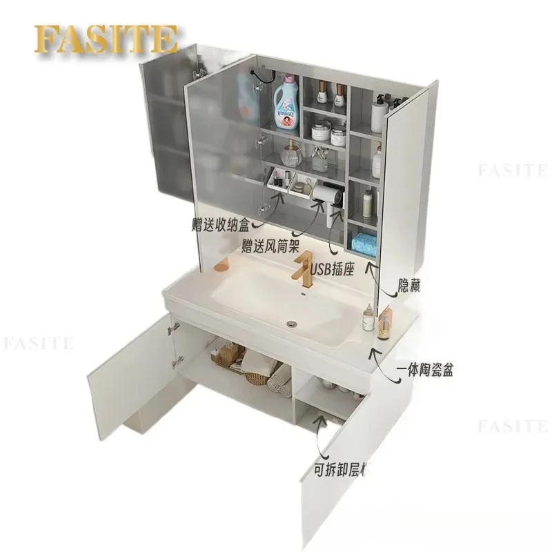 For Stainless Steel Bathroom Cabinet with Sink and Smart Mirror Moisture Proof Vanity Unit Toilet Basin Combo Foshan Style