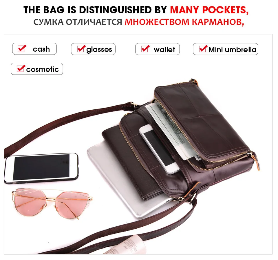 Cobbler Legend Women Multi Pockets Genuine Leather Crossbody Shoulder Bag Genuin Card Holder Casual Designer Handbags 2019