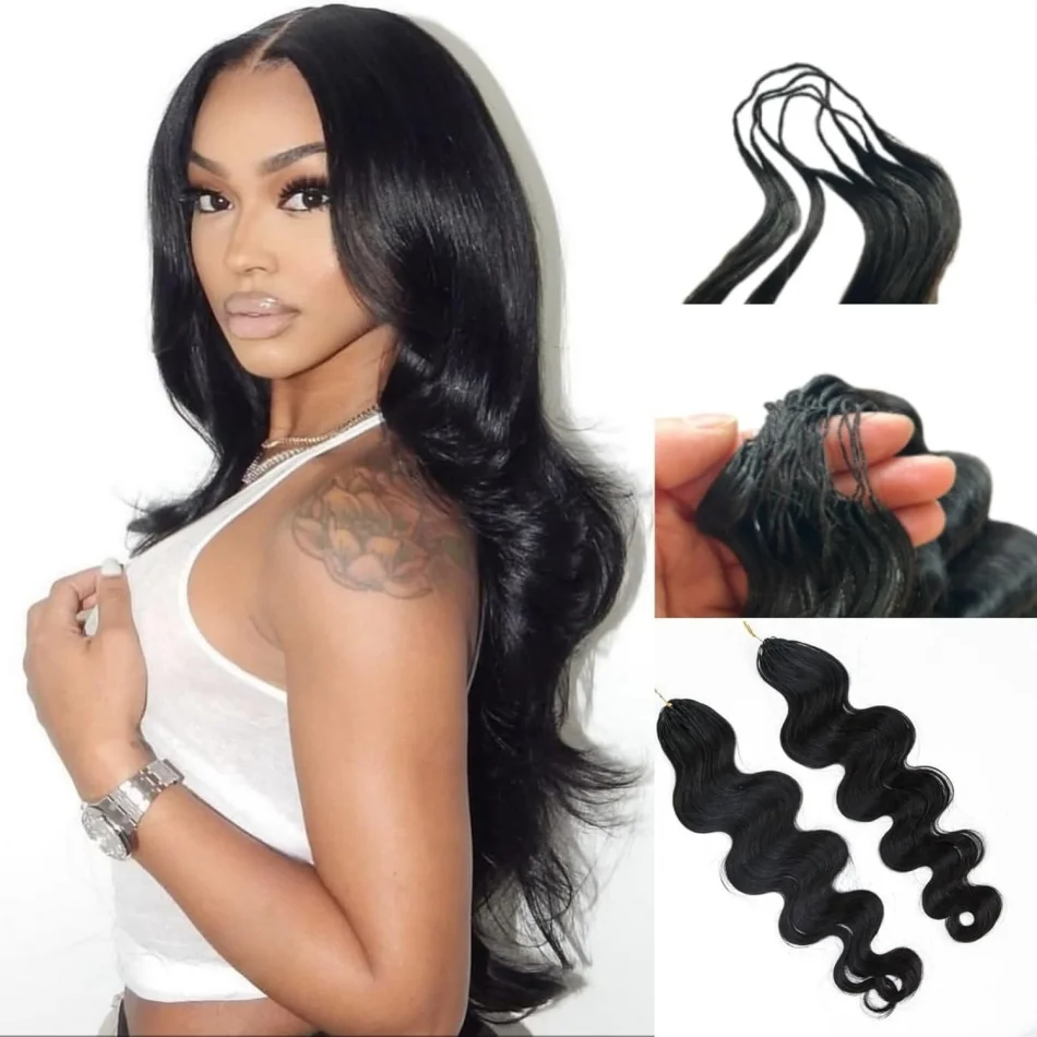 Body Wave Haarverlengingen van Echt Haar, Feather Crochet Braid Haarverlengingen, Knotless Pre-Separated Crochet Haarverlengingen van Echt Haar - afbeelding 1