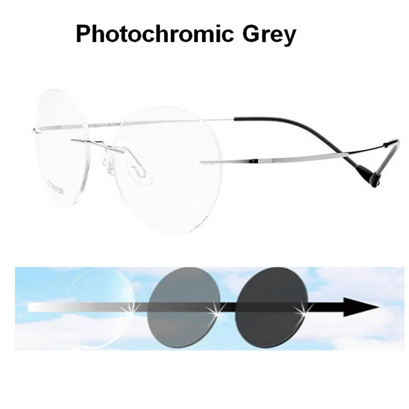 

Classic rimless photochromic myopia glasses women gafas Sensitive eyewear Transition prescription eyeglasses grey -0.5 to -6.00